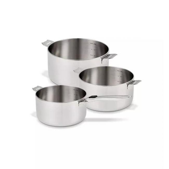 S&eacute;rie de 3 casseroles en inox Evolution avec poign&eacute;e